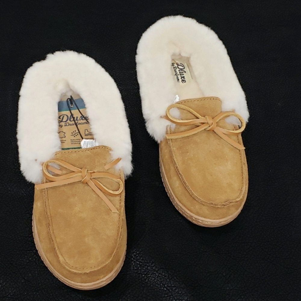 Genuine Leather Moccasin Slippers with Memory Foam!